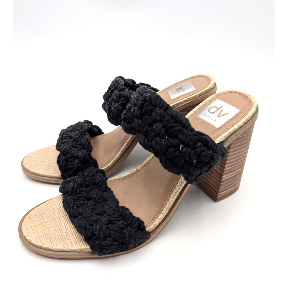 DV By Dolce Vita Roulette Block Heel Slide Sandal Women's Black Size US10 EU40.5